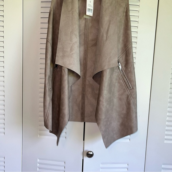 Philosophy Women’s Faux Leather Open Vest Buff Stone NWT - Picture 3 of 8